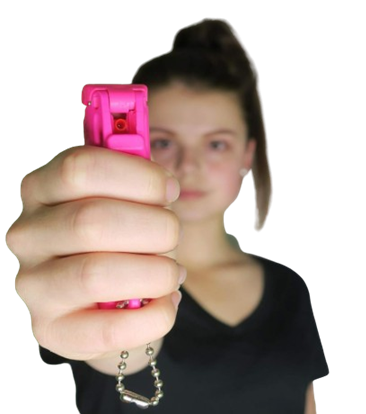 Woman holding pepper spray