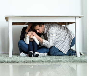hiding under table during earthquake