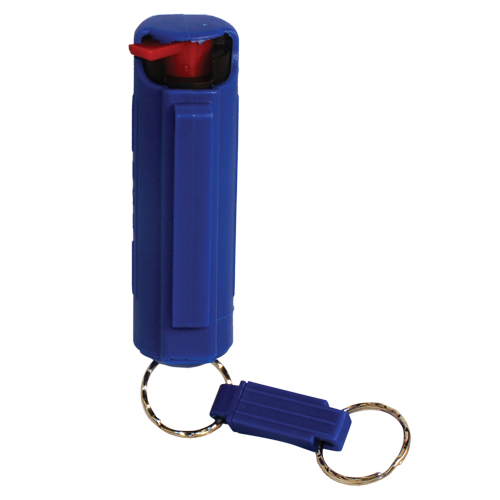 Pepper Shot 1.2% MC 1/2 oz pepper spray hard case belt clip and quick  release keychain blue 