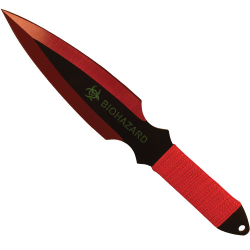 2 Piece Throwing Knife Red Color BioHazard 