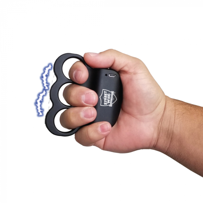 POLICE 519 Stun Gun Knuckle Flashlight Rechargeable Black