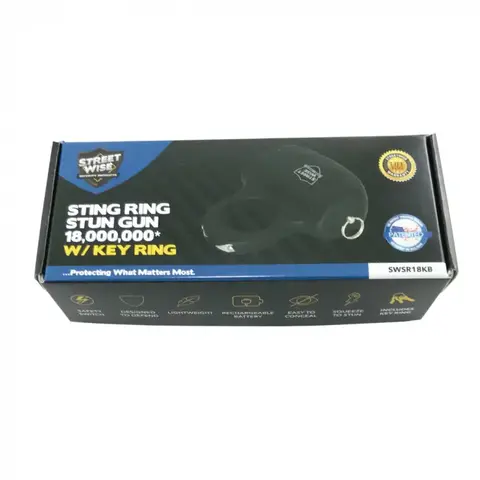 Streetwise Sting Ring 18,000,000 Stun Gun W/ Key Ring - Black