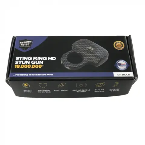 Streetwise Sting Ring 18,000,000 Stun Gun - HD Black - Box